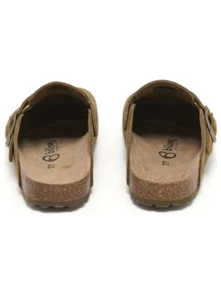 Leder-Clogs in Oliv