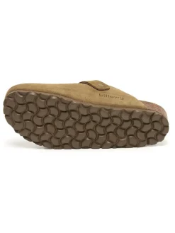 Leder-Clogs in Oliv