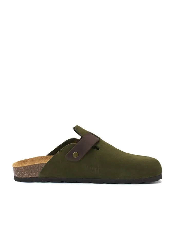 Leder-Clogs "Noe" in Khaki