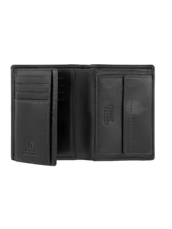 Leder-Geldbörse "Bilbao" in Schwarz - (B)10 x (H)12,7 x (T)1,5 cm