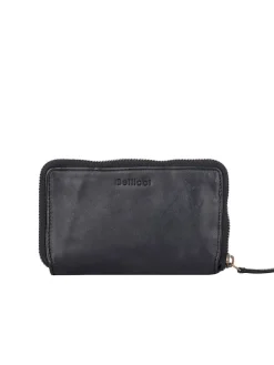 Leder-Geldbörse "Collins" in Schwarz - (B)9 x (H)17 x (T)3 cm