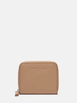Leder-Geldbörse "Dot S" in Beige - (B)10 x (H)8 x (T)2 cm