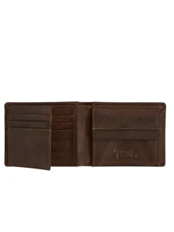 Leder-Geldbörse "Dust" in Dunkelbraun - (B)10,5 x (H)9 x (T)2 cm