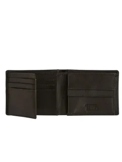 Leder-Geldbörse "Dust" in Schwarz - (B)10,5 x (H)9 x (T)2 cm