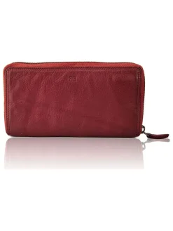 Leder-Geldbörse "Greta" in Rot - (B)19,5 x (H)10 x (T)3 cm