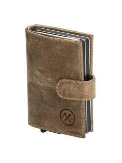 Leder-Geldbörse in Beige - (B)8 x (H)10 x (T)2 cm