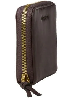 Leder-Geldbörse in Braun - (B)13 x (H)10 x (T)2,5 cm