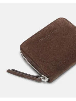 Leder-Geldbörse in Braun - (B)10 x (H)8 x (T)2 cm