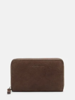 Leder-Geldbörse in Braun - (B)15 x (H)9 x (T)2 cm