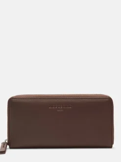 Leder-Geldbörse in Braun - (B)19 x (H)9,5 x (T)2 cm