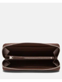 Leder-Geldbörse in Braun - (B)19 x (H)9,5 x (T)2 cm
