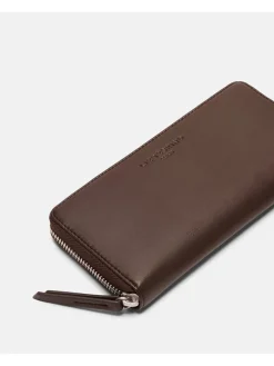 Leder-Geldbörse in Braun - (B)19 x (H)9,5 x (T)2 cm