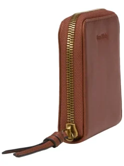 Leder-Geldbörse in Cognac - (B)13 x (H)10 x (T)2,5 cm