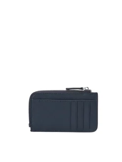 Leder-Geldbörse in Dunkelblau - (B)14 x (H)8 x (T)1,5 cm