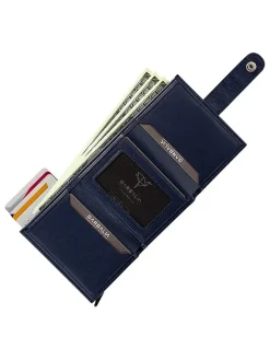 Leder-Geldbörse in Dunkelblau - (B)10 x (H)7 x (T)2 cm