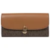 Leder-Geldbörse in Dunkelbraun/ Camel - (B)19 x (H)10 x (T)3 cm