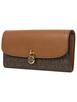 Leder-Geldbörse in Dunkelbraun/ Camel - (B)19 x (H)10 x (T)3 cm