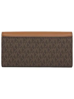 Leder-Geldbörse in Dunkelbraun/ Camel - (B)19 x (H)10 x (T)3 cm
