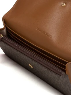 Leder-Geldbörse in Dunkelbraun/ Camel - (B)19 x (H)10 x (T)3 cm