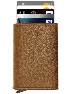 Leder-Geldbörse in Hellbraun - (B)9 x (H)6 x (T)2 cm