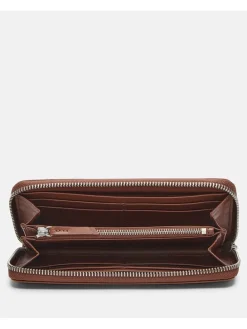 Leder-Geldbörse in Hellbraun - (B)19 x (H)9 x (T)2 cm