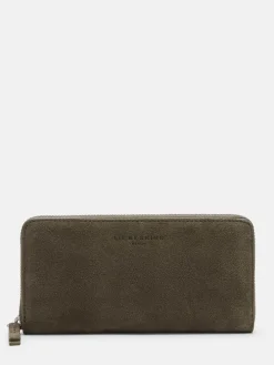 Leder-Geldbörse in Khaki - (B)19 x (H)9 x (T)2 cm