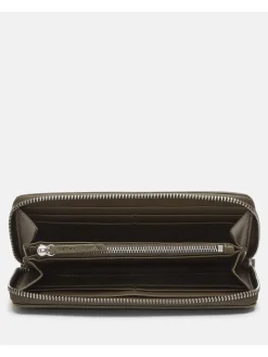 Leder-Geldbörse in Khaki - (B)19 x (H)9 x (T)2 cm