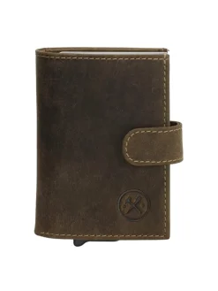 Leder-Geldbörse in Khaki - (B)8 x (H)10 x (T)2 cm