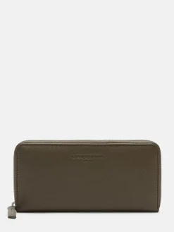Leder-Geldbörse in Khaki - (B)19 x (H)9 x (T)2 cm