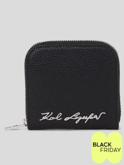 Leder-Geldbörse in Schwarz