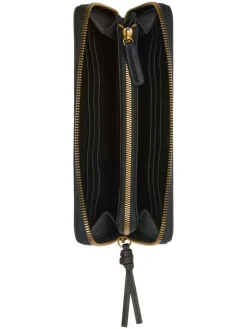 Leder-Geldbörse in Schwarz - (B)19 x (H)10 x (T)2,5 cm
