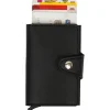 Leder-Geldbörse in Schwarz - (B)6 x (H)9 x (T)2 cm