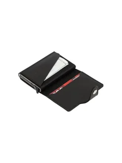Leder-Geldbörse in Schwarz - (B)6 x (H)9 x (T)2 cm