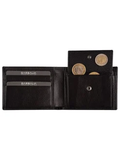 Leder-Geldbörse in Schwarz - (B)11 x (H)8 x (T)2 cm
