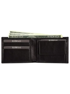 Leder-Geldbörse in Schwarz - (B)11 x (H)8 x (T)2 cm