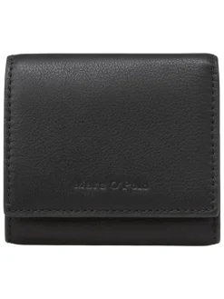 Leder-Geldbörse in Schwarz - (B)11 x (H)9,5 x (T)2,5 cm