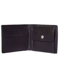 Leder-Geldbörse in Schwarz - (B)11 x (H)9 x (T)2,5 cm