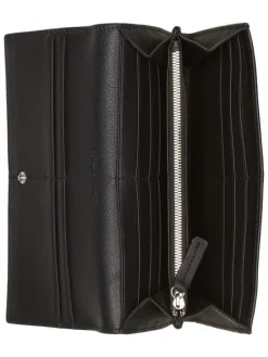 Leder-Geldbörse in Schwarz - (B)19,5 x (H)10 x (T)2,5 cm