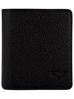 Leder-Geldbörse in Schwarz - (B)10 x (H)9 x (T)2 cm