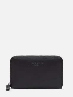Leder-Geldbörse in Schwarz - (B)15 x (H)9 x (T)2 cm