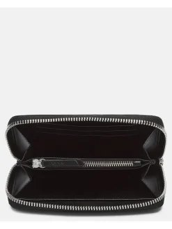 Leder-Geldbörse in Schwarz - (B)15 x (H)9 x (T)2 cm