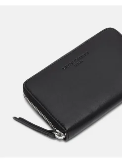 Leder-Geldbörse in Schwarz - (B)15 x (H)9 x (T)2 cm