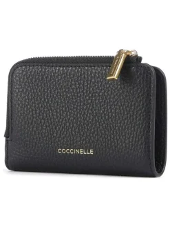 Leder-Geldbörse in Schwarz - (B)13 x (H)9 cm