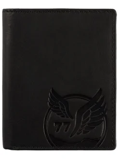 Leder-Geldbörse "Nepal" in Schwarz - (B)10 x (H)12,5 x (T)2 cm