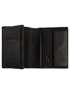 Leder-Geldbörse "Nepal" in Schwarz - (B)10 x (H)12,5 x (T)2 cm