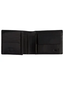 Leder-Geldbörse "Nepal" in Schwarz - (B)12 x (H)9,5 x (T)2 cm