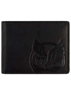 Leder-Geldbörse "Nepal" in Schwarz - (B)11 x (H)8,5 x (T)2 cm