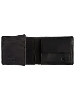 Leder-Geldbörse "Nepal" in Schwarz - (B)11 x (H)8,5 x (T)2 cm