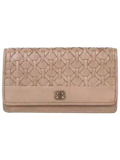 Leder-Geldbörse "Perla" in Taupe - (B)17,5 x (H)10 x (T)3 cm