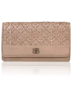Leder-Geldbörse "Perla" in Taupe - (B)17,5 x (H)10 x (T)3 cm